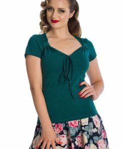 Banned Danni Top -ROCKABILLY TOPS Shop 06 29 TP10424GREEN 0177 300x