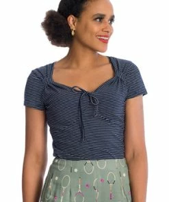 Banned Danni Top -ROCKABILLY TOPS Shop 06 29 TP10424 20NAVY 0562 300x