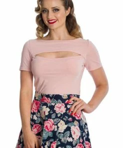 Banned Rose Jersey Top -ROCKABILLY TOPS Shop 06 29 TP10430PINK 0206 300x