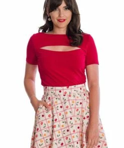Banned Rose Jersey Top -ROCKABILLY TOPS Shop 06 29 TP10430RED 20SK25356CREAM 0338 300x