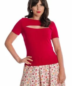 Banned Rose Jersey Top -ROCKABILLY TOPS Shop 06 29 TP10430RED 20SK25356CREAM 0342 300x