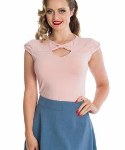 Banned Be Free Jersey Top -ROCKABILLY TOPS Shop 06 29 TP10432PINK 0884 300x