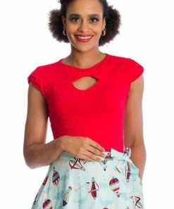 Banned Be Free Jersey Top -ROCKABILLY TOPS Shop 06 29 TP10432RED 0526 300x