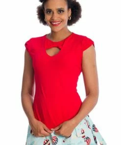 Banned Be Free Jersey Top -ROCKABILLY TOPS Shop 06 29 TP10432RED 0536 300x