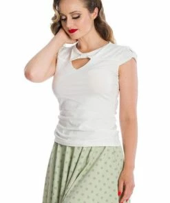 Banned Be Free Jersey Top -ROCKABILLY TOPS Shop 06 29 TP10432WHT 20SK25352GREEN 0647 300x