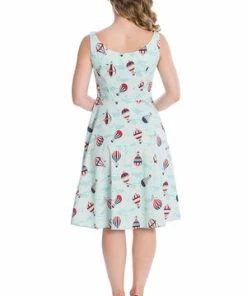 Banned Vintage Globe Button Dress -ROCKABILLY TOPS Shop 06 30 DR16665 20BLUE 1466 300x