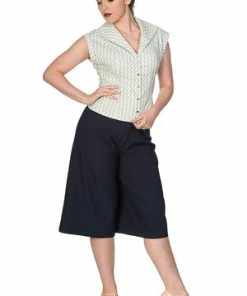 Banned Tile Print 50s Blouse -ROCKABILLY TOPS Shop 1578475297BL14045MINT01 300x