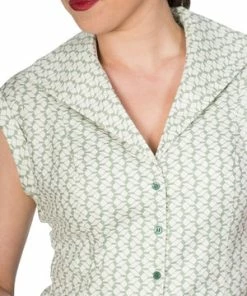 Banned Tile Print 50s Blouse -ROCKABILLY TOPS Shop 1578475297BL14045MINT05 1 300x