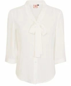 Banned Perfect Pussybow Blouse -ROCKABILLY TOPS Shop 1579260902BL14030OFFWHT 20 1 300x