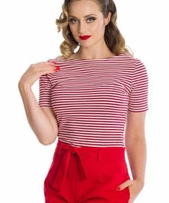Banned Szizzle Stripe Top -ROCKABILLY TOPS Shop 162748022206 29 ST81051RED 20TP10452RED 0507 300x