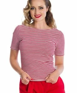 Banned Szizzle Stripe Top -ROCKABILLY TOPS Shop 162748022206 29 ST81051RED 20TP10452RED 0509 300x