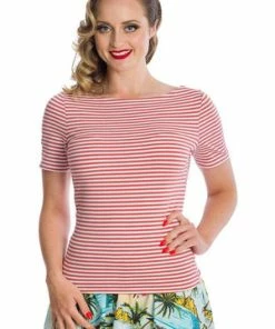 Banned Szizzle Stripe Top -ROCKABILLY TOPS Shop 162755878706 29 SK25343 20TP10454PINK 0723 300x