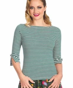 Banned Merry Xmas Stripe Top -ROCKABILLY TOPS Shop 1642529017TP10476 20WHT 20GRN 200027 300x
