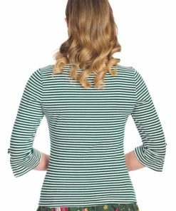 Banned Merry Xmas Stripe Top -ROCKABILLY TOPS Shop 1642529017TP10476 20WHT 20GRN 300x