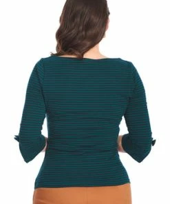 Banned Merry Xmas Stripe Top -ROCKABILLY TOPS Shop 1642529041TP10476GRN 20NVY 200608 300x