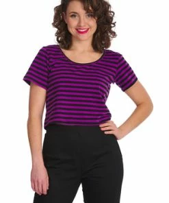 Banned Sweet Yet Spooky Stripe Top 27 Banned Sweet Yet Spooky Stripe Top -ROCKABILLY TOPS Shop 1642529389TP10484 20PUR 20BLK1538 300x