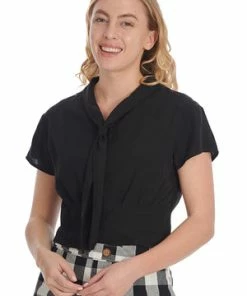 Banned Summer Ahoy Blouse -ROCKABILLY TOPS Shop 1659038695BL14156BLK 20ST81070 20BLK 20WHT12958 300x