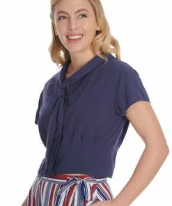 Banned Summer Ahoy Blouse -ROCKABILLY TOPS Shop 1659038866BL14156NAVY13158 300x