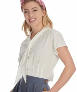 Banned Summer Ahoy Blouse -ROCKABILLY TOPS Shop 1659038939BL14156WHT13212 300x