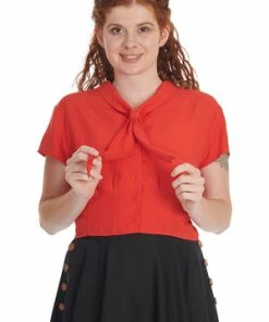 Banned Summer Ahoy Blouse -ROCKABILLY TOPS Shop 1659041357SK25433BLK 20BL14156RED12600 300x