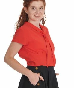 Banned Summer Ahoy Blouse -ROCKABILLY TOPS Shop 1659041357SK25433BLK 20BL14156RED12602 300x