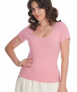 Banned Summer Stripe Top -ROCKABILLY TOPS Shop 1659341005TP10548 20pink 20sk25433off 20white12241 300x