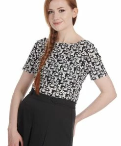 Banned Lady Cool Top -ROCKABILLY TOPS Shop 1659354100TP10565 20BLK 20WHT14810 300x