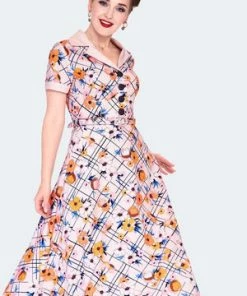 Voodoo Vixen 60s Floral Midi Collared Dress
