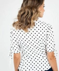 Voodoo Vixen Alice Polka Dot Peplum Blouse -ROCKABILLY TOPS Shop Alice Polka Dot Peplum Blouse Voodoo Vixen 5 300x