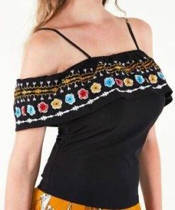 Voodoo Vixen Anna Embroidered Ruffle Top 13 Voodoo Vixen Anna Embroidered Ruffle Top -ROCKABILLY TOPS Shop Anna Embroidered Ruffle Top Voodoo Vixen 3 300x