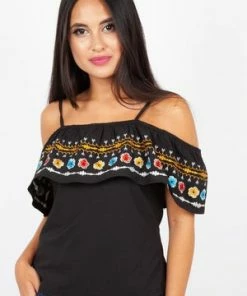 Voodoo Vixen Anna Embroidered Ruffle Top 14 Voodoo Vixen Anna Embroidered Ruffle Top -ROCKABILLY TOPS Shop Anna Embroidered Ruffle Top Voodoo Vixen 4 300x