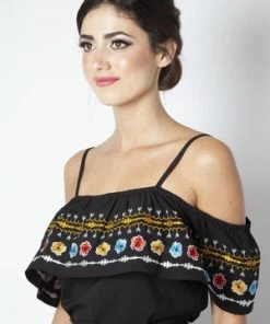 Voodoo Vixen Anna Embroidered Ruffle Top 16 Voodoo Vixen Anna Embroidered Ruffle Top -ROCKABILLY TOPS Shop Anna Embroidered Ruffle Top Voodoo Vixen 6 300x