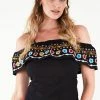 Voodoo Vixen Anna Embroidered Ruffle Top -ROCKABILLY TOPS Shop Anna Embroidered Ruffle Top Voodoo Vixen 300x