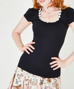 Voodoo Vixen Debbie Daisy Trim Top -ROCKABILLY TOPS Shop Debbie Daisy Trim Top Voodoo Vixen 3 300x