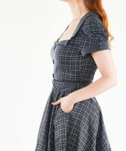 Voodoo Vixen Ella Tartan Flare Dress -ROCKABILLY TOPS Shop Ella Tartan Flare Dress Voodoo Vixen 4 300x
