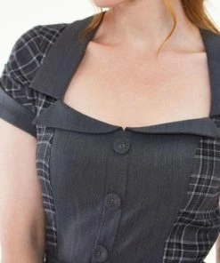 Voodoo Vixen Ella Tartan Flare Dress -ROCKABILLY TOPS Shop Ella Tartan Flare Dress Voodoo Vixen 5 300x