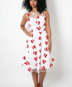 Voodoo Vixen Fanny Ann Cherry Embroidery Dress -ROCKABILLY TOPS Shop Fanny Ann Cherry Embroidery Dress Voodoo Vixen 3 300x