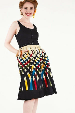 Voodoo Vixen Jean Border Print Flared Dress 5 Voodoo Vixen Jean Border Print Flared Dress - Image 3