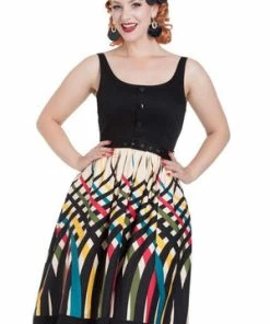 Voodoo Vixen Jean Border Print Flared Dress 17 Voodoo Vixen Jean Border Print Flared Dress -ROCKABILLY TOPS Shop Jean Border Print Flared Dress Voodoo Vixen 4 300x