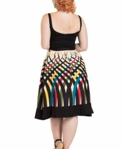 Voodoo Vixen Jean Border Print Flared Dress 18 Voodoo Vixen Jean Border Print Flared Dress -ROCKABILLY TOPS Shop Jean Border Print Flared Dress Voodoo Vixen 5 300x