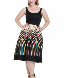 Voodoo Vixen Jean Border Print Flared Dress 19 Voodoo Vixen Jean Border Print Flared Dress -ROCKABILLY TOPS Shop Jean Border Print Flared Dress Voodoo Vixen 6 300x