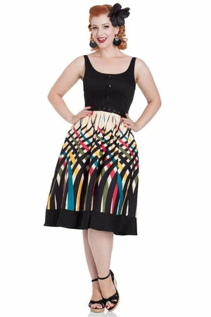 Voodoo Vixen Jean Border Print Flared Dress 8 Voodoo Vixen Jean Border Print Flared Dress - Image 6