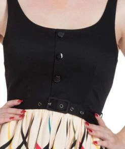 Voodoo Vixen Jean Border Print Flared Dress 20 Voodoo Vixen Jean Border Print Flared Dress -ROCKABILLY TOPS Shop Jean Border Print Flared Dress Voodoo Vixen 7 300x