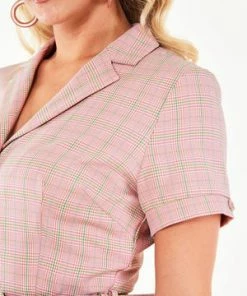 Voodoo Vixen Kenzy Plaid Bow Pocket Button Up Flare Dress -ROCKABILLY TOPS Shop Kenzy Plaid Bow Pocket Button Up Flare Dress Voodoo Vixen 4 300x