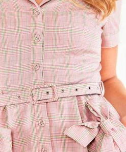 Voodoo Vixen Kenzy Plaid Bow Pocket Button Up Flare Dress -ROCKABILLY TOPS Shop Kenzy Plaid Bow Pocket Button Up Flare Dress Voodoo Vixen 5 300x