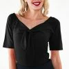 Voodoo Vixen Knit Pullover Black Top With Tie At CF -ROCKABILLY TOPS Shop Knit Pullover Black Top With Tie At CF Voodoo Vixen 300x