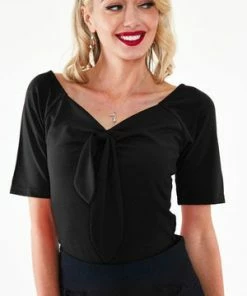 Voodoo Vixen Knit Pullover Black Top With Tie At CF