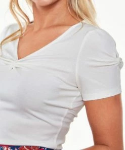 Voodoo Vixen Knit V-neck Top With Bow Detail At Sleeve 11 Voodoo Vixen Knit V-neck Top With Bow Detail At Sleeve -ROCKABILLY TOPS Shop Knit V neck Top With Bow Detail At Sleeve Voodoo Vixen 5 300x