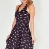 Voodoo Vixen Libby Lipstick Print Flared Dress