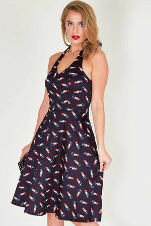 Voodoo Vixen Libby Lipstick Print Flared Dress 3 Voodoo Vixen Libby Lipstick Print Flared Dress